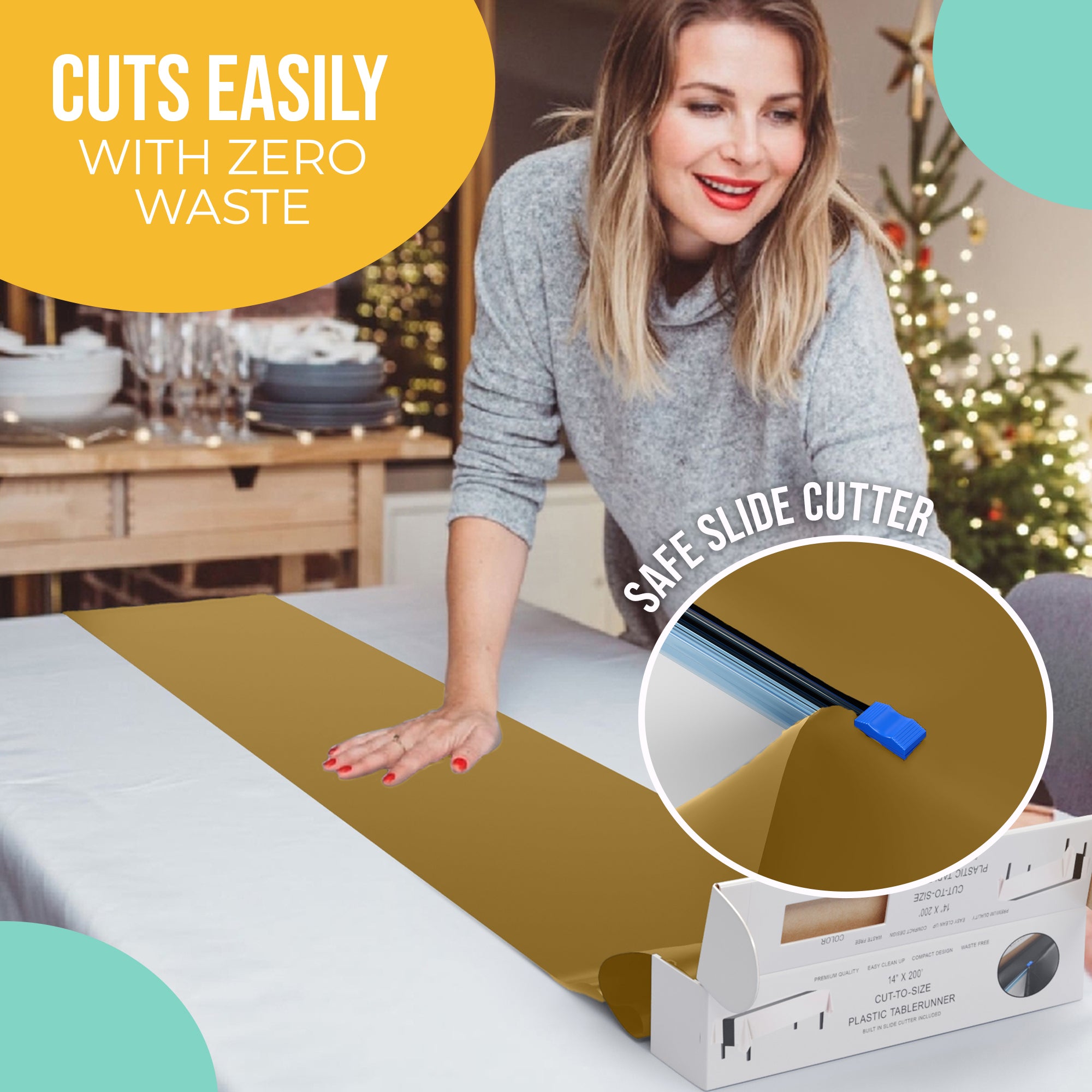 14 in. x 200 Ft. Cut To Size Gold Table Runner