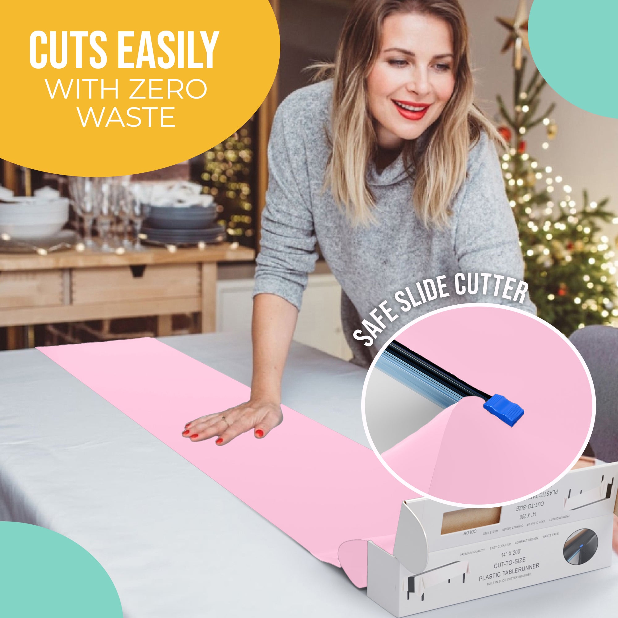 14 in. x 200 Ft. Cut To Size Pink Table Runner