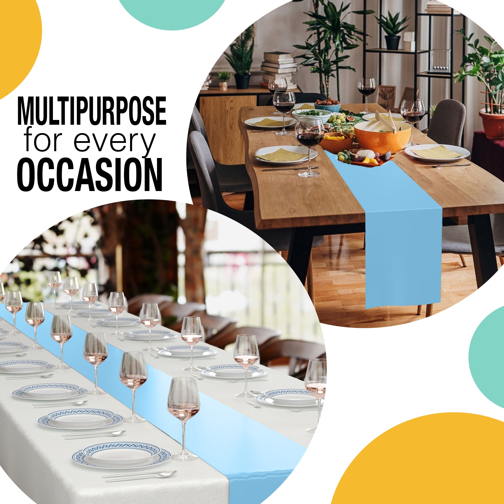 14 in. x 200 Ft. Cut To Size Light Blue Table Runner
