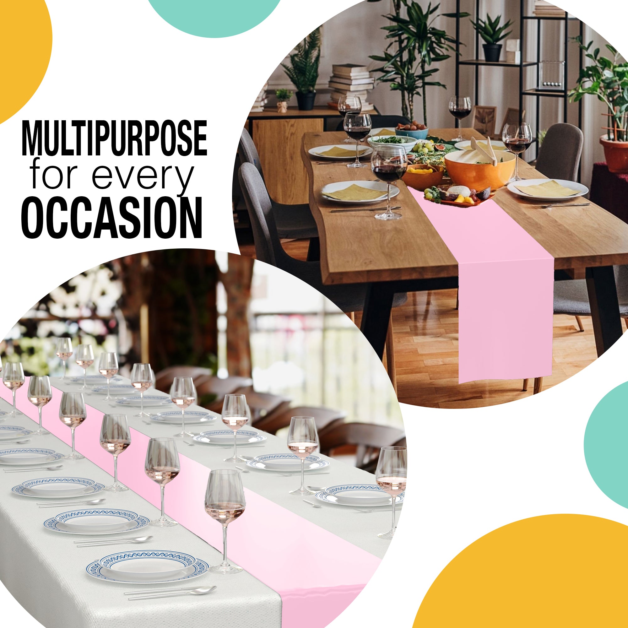14 in. x 200 Ft. Cut To Size Pink Table Runner