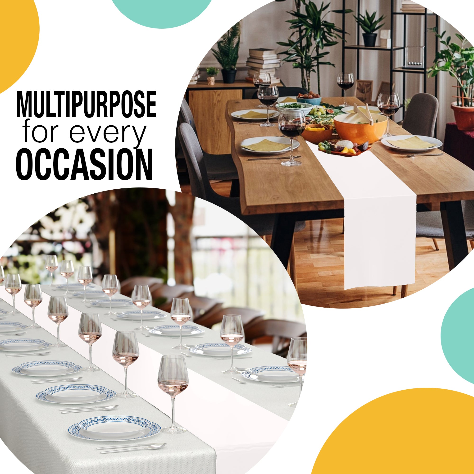 14 in. x 200 Ft. Cut To Size White Table Runner
