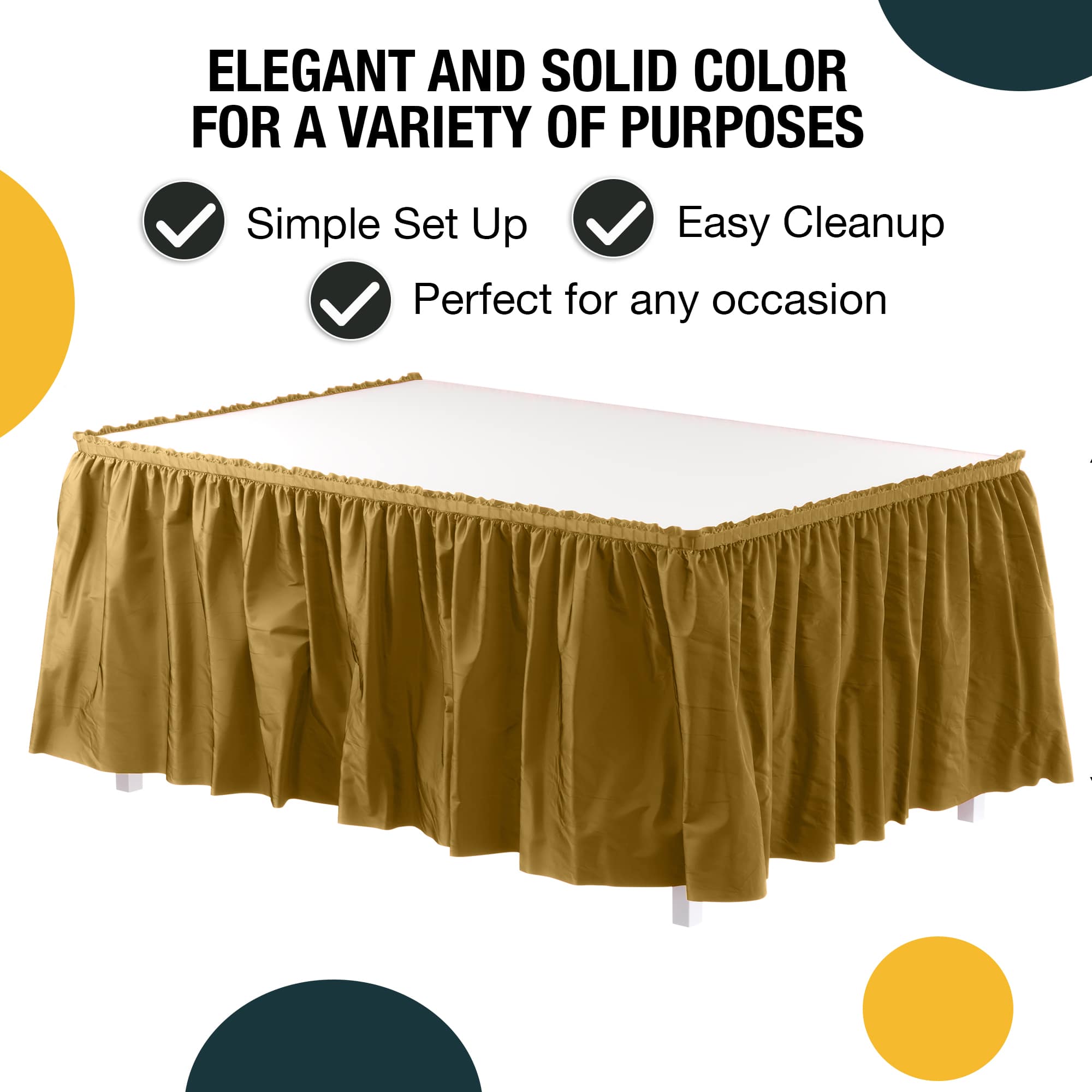 Gold Plastic Table Skirt | 6 Pack