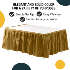 Gold Plastic Table Skirt | 6 Pack
