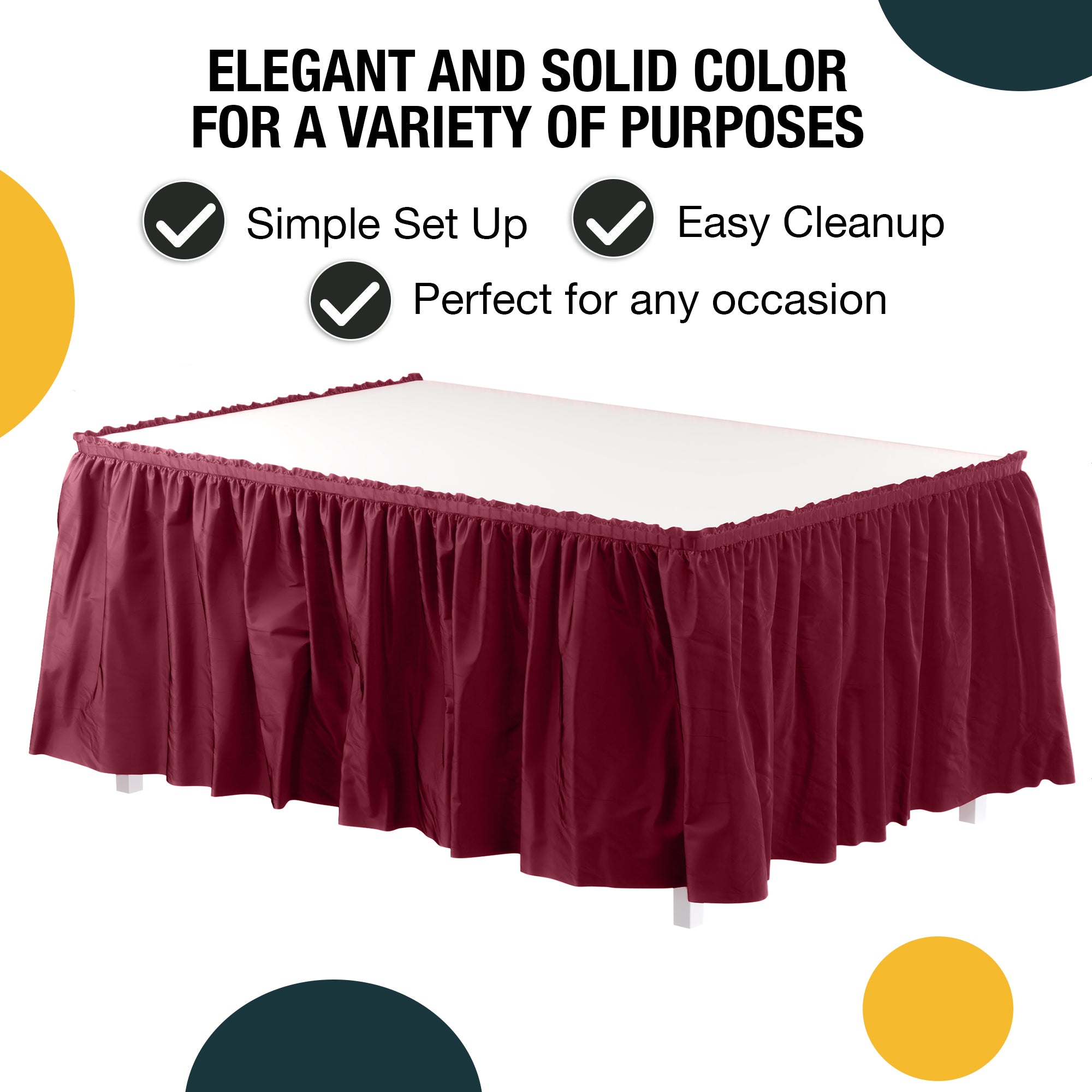 Burgundy Plastic Table Skirt | 168 in. x 29 in.