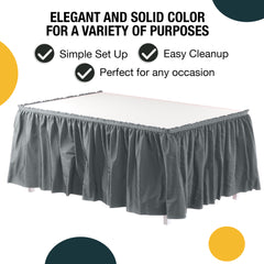 Silver Plastic Table Skirt | 14 ft. x 29 in.