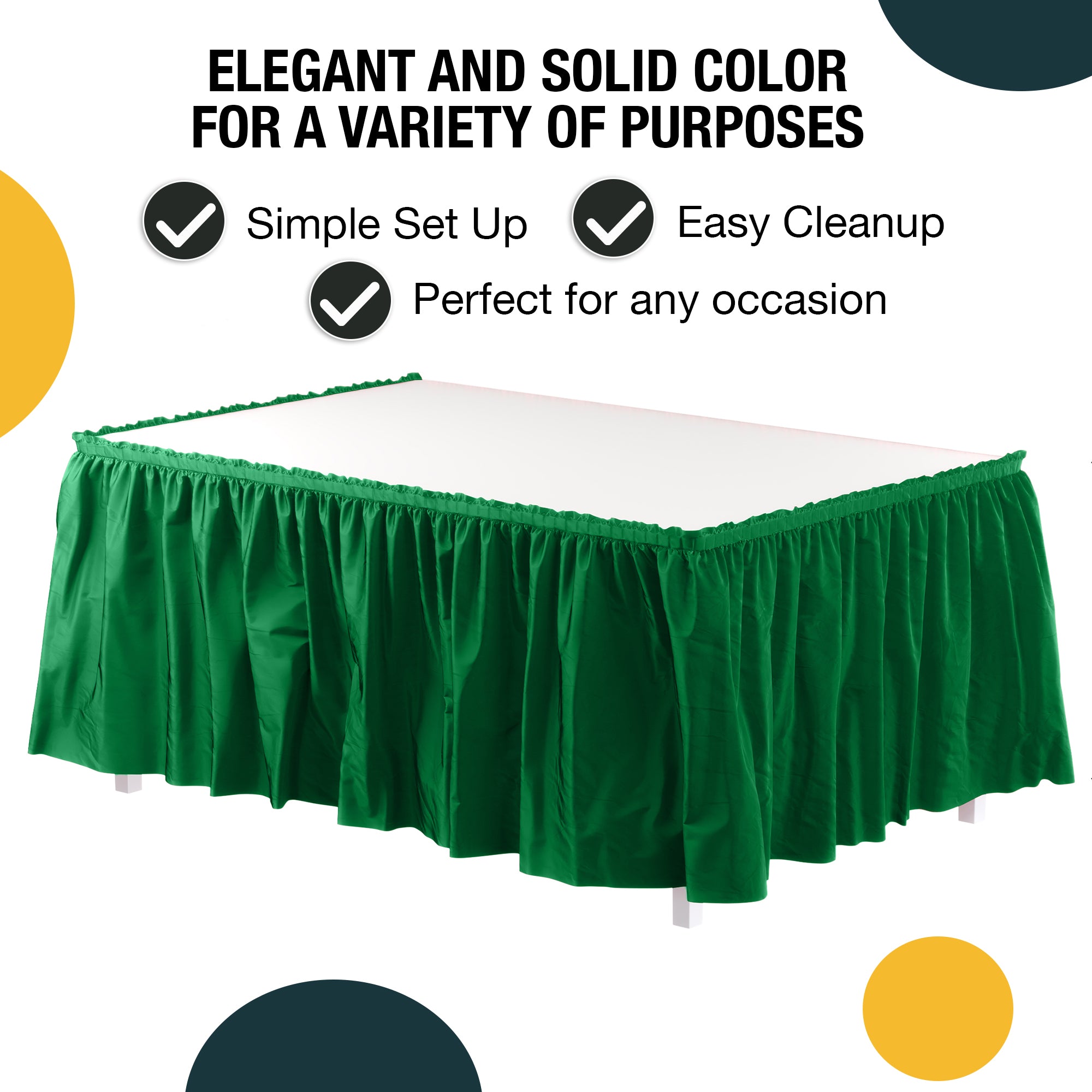 Emerald Green Plastic Table Skirt | 14 ft. x 29 in.