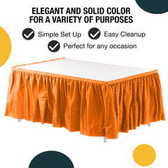 Orange Plastic Table Skirt | 14 ft. x 29 in.
