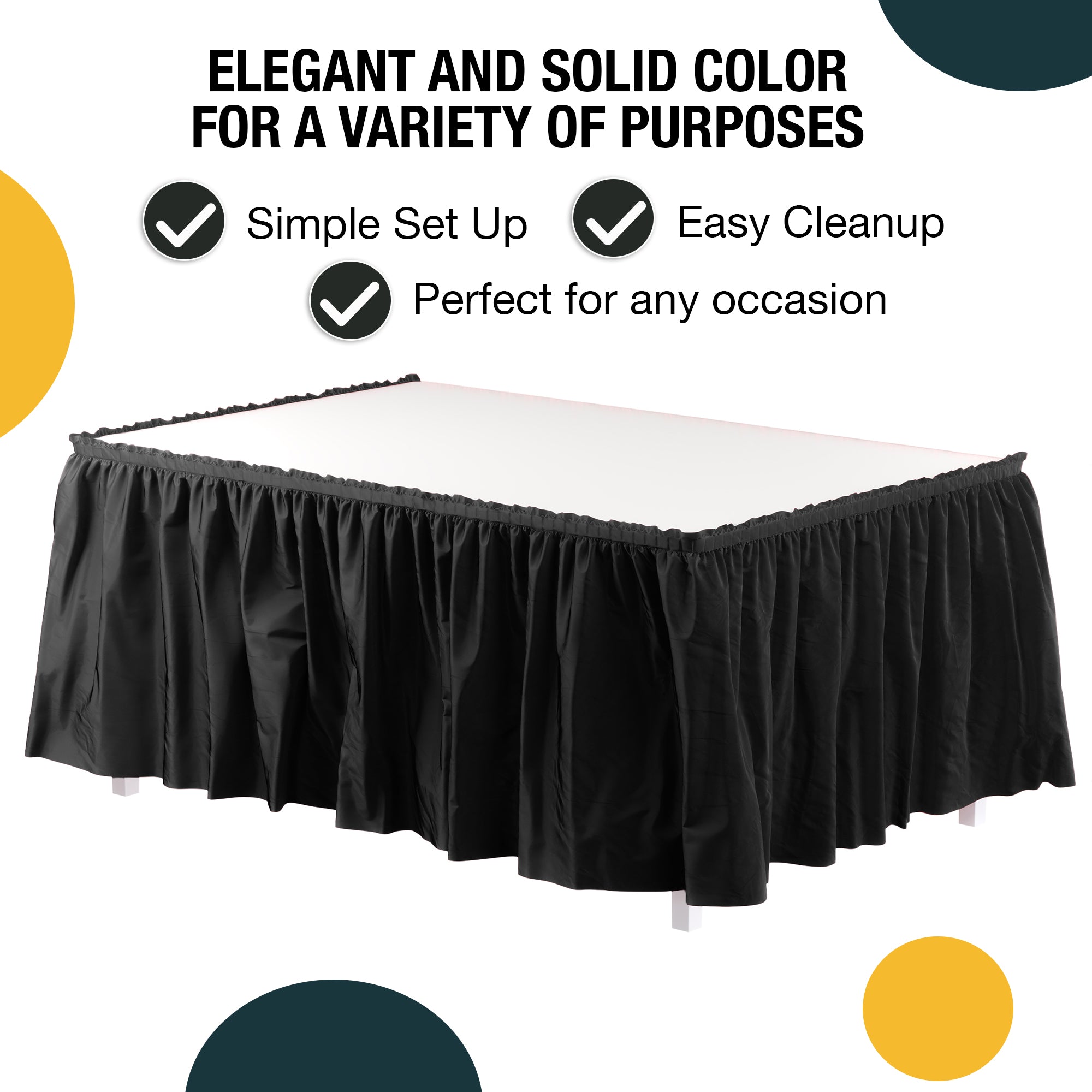 Black Plastic Table Skirt | 168 in. x 29 in. | Case of 48