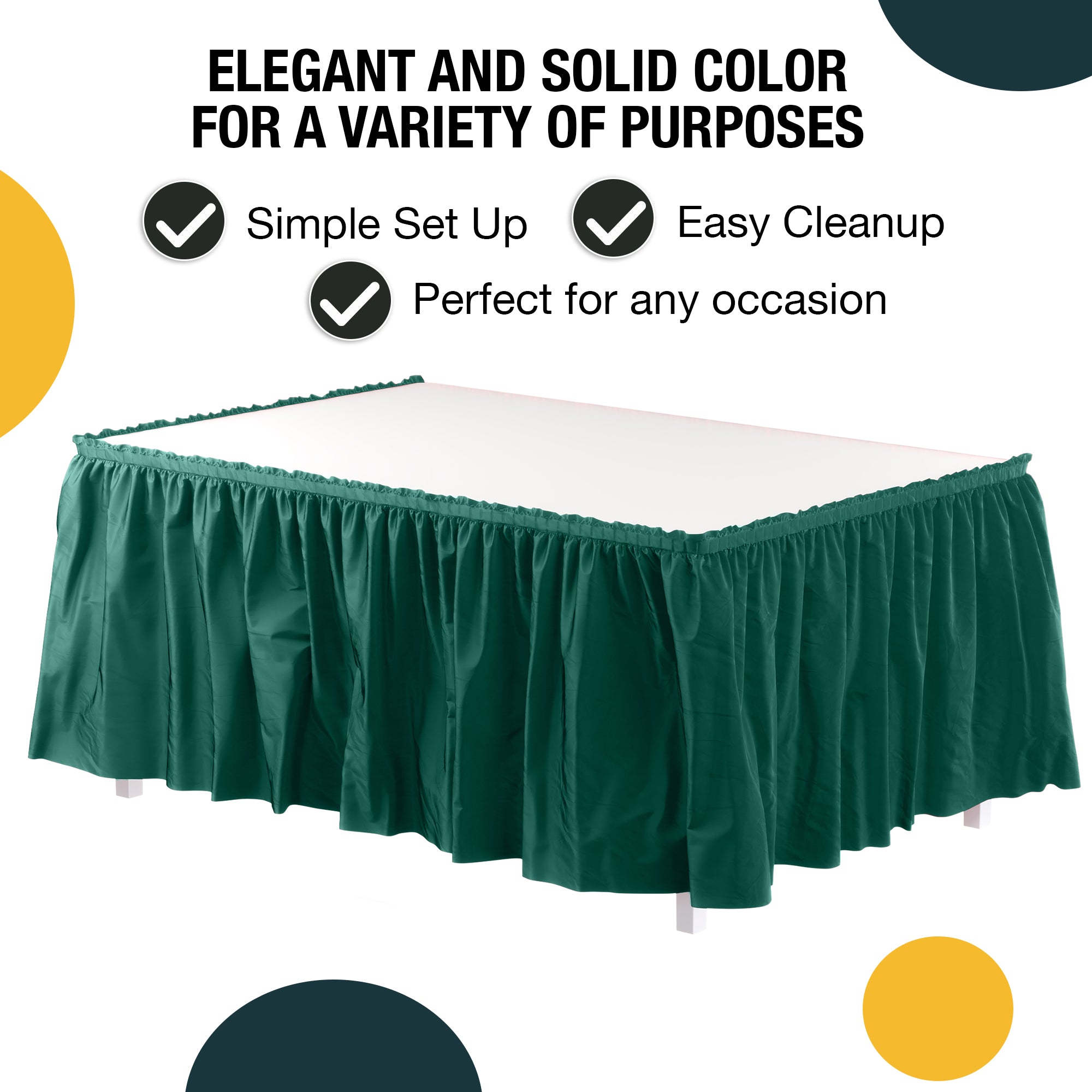 Dark Green Plastic Table Skirt | 14 ft. x 29 in.