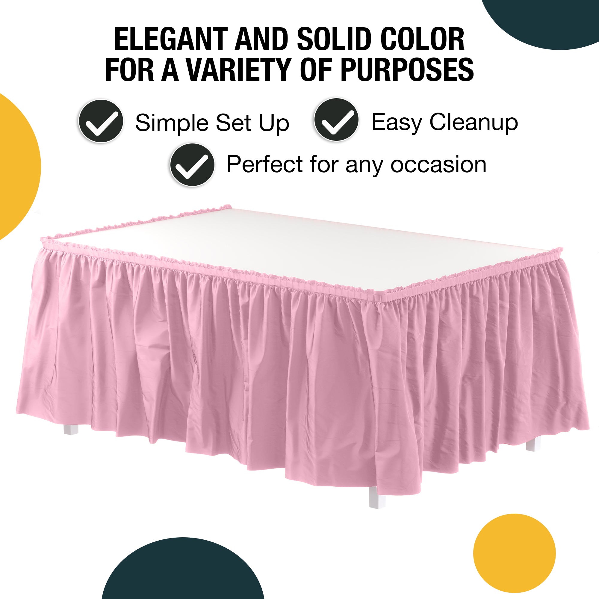 Pink Plastic Table Skirt | 168 in. x 29 in.