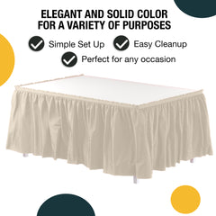 Ivory Plastic Table Skirt | 168 in. x 29 in. | Case of 48