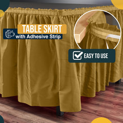 Gold Plastic Table Skirt | 6 Pack