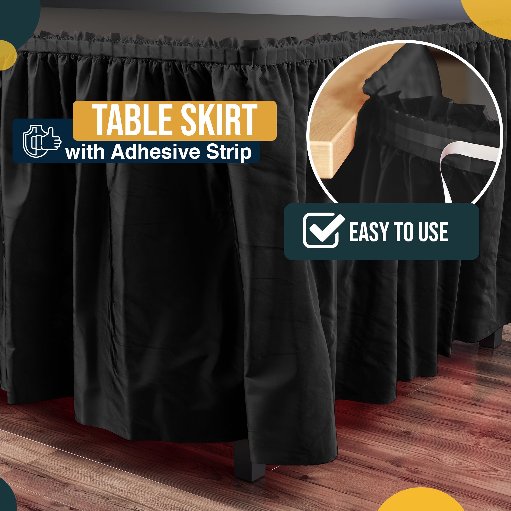 Black Plastic Table Skirt | 14 ft. x 29 in.