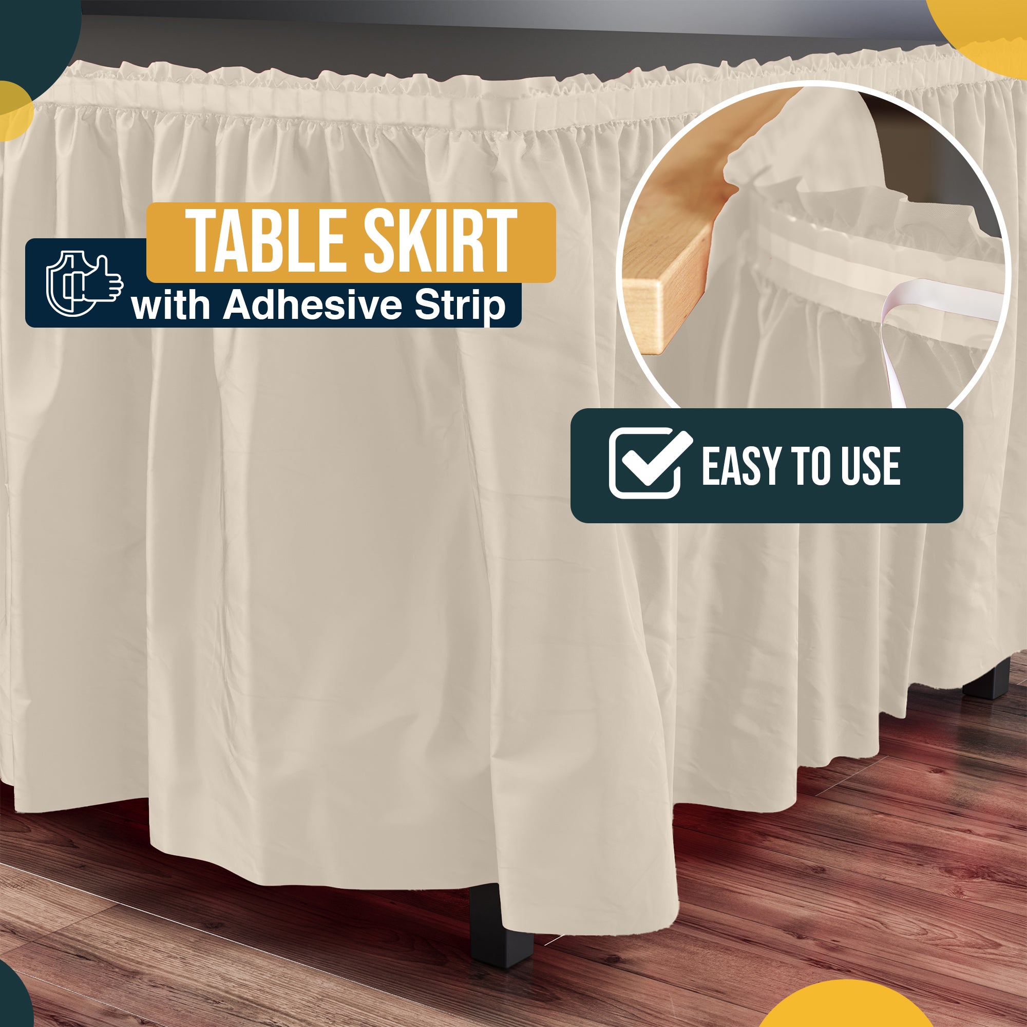 Ivory Plastic Table Skirt | 14 ft. x 29 in.