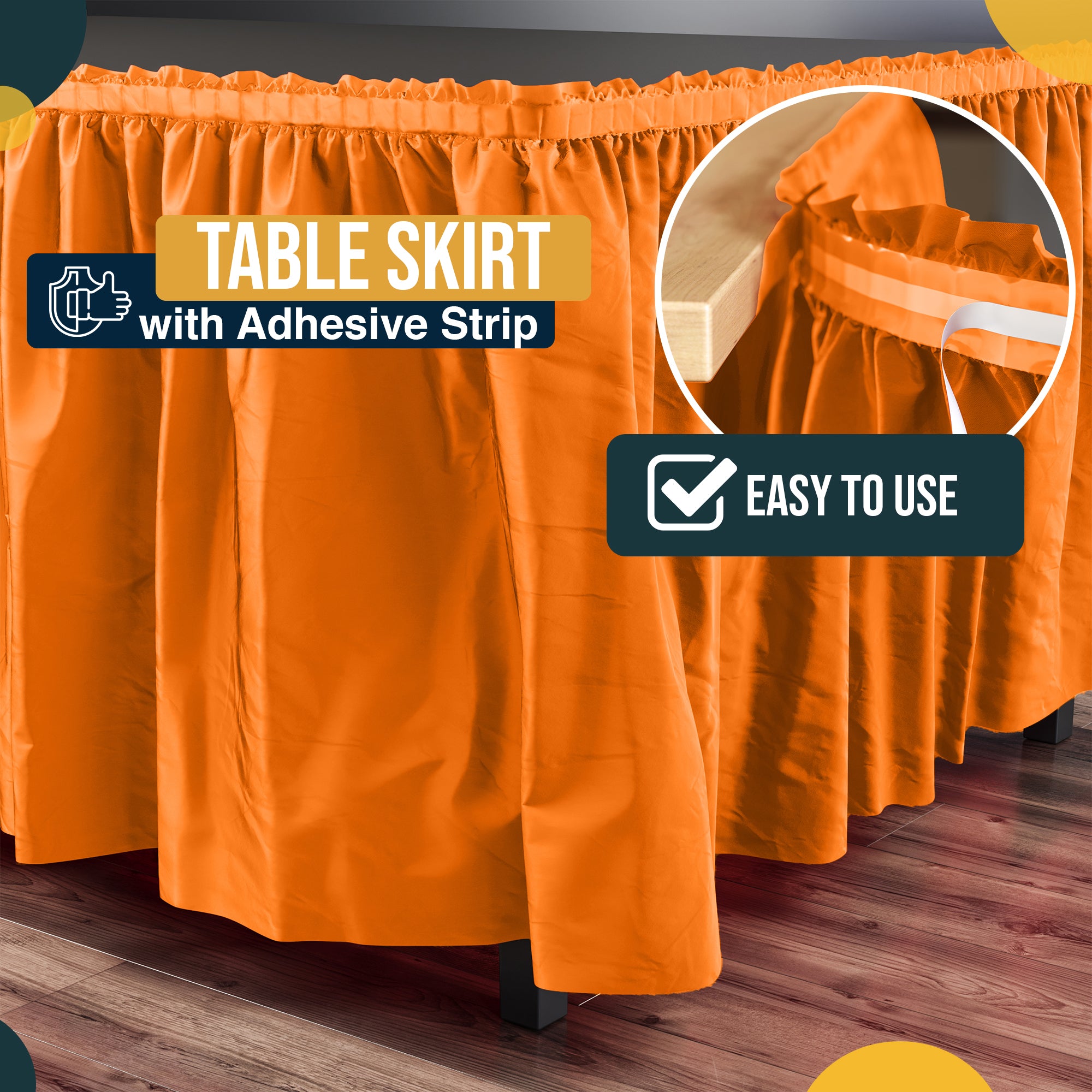 Orange Plastic Table Skirt | 14 ft. x 29 in.