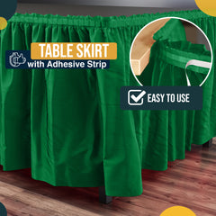 Emerald Green Plastic Table Skirt | 14 ft. x 29 in.
