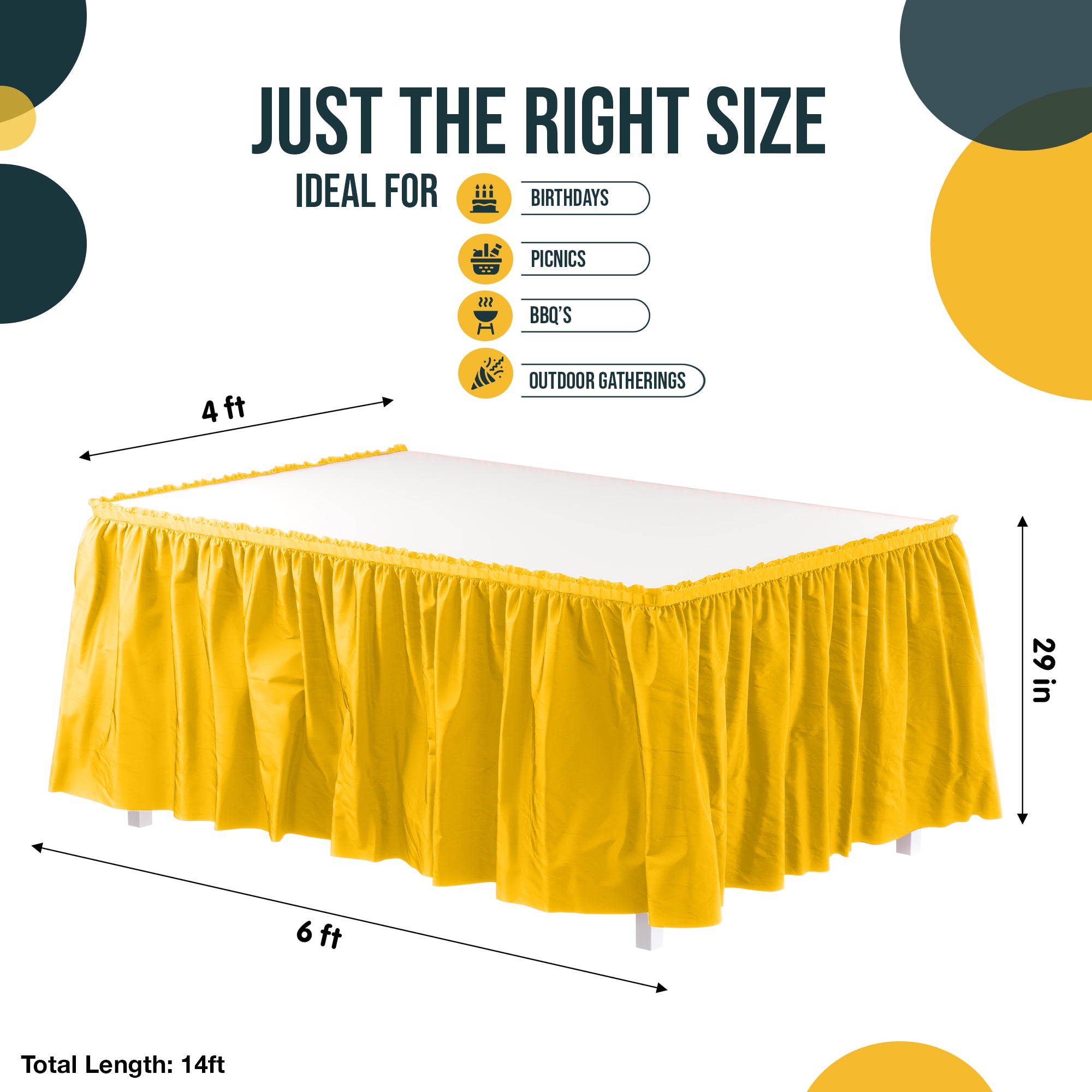 Yellow Plastic Table Skirt | 168 in. x 29 in.