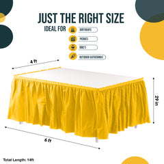 Yellow Plastic Table Skirt | 168 in. x 29 in.
