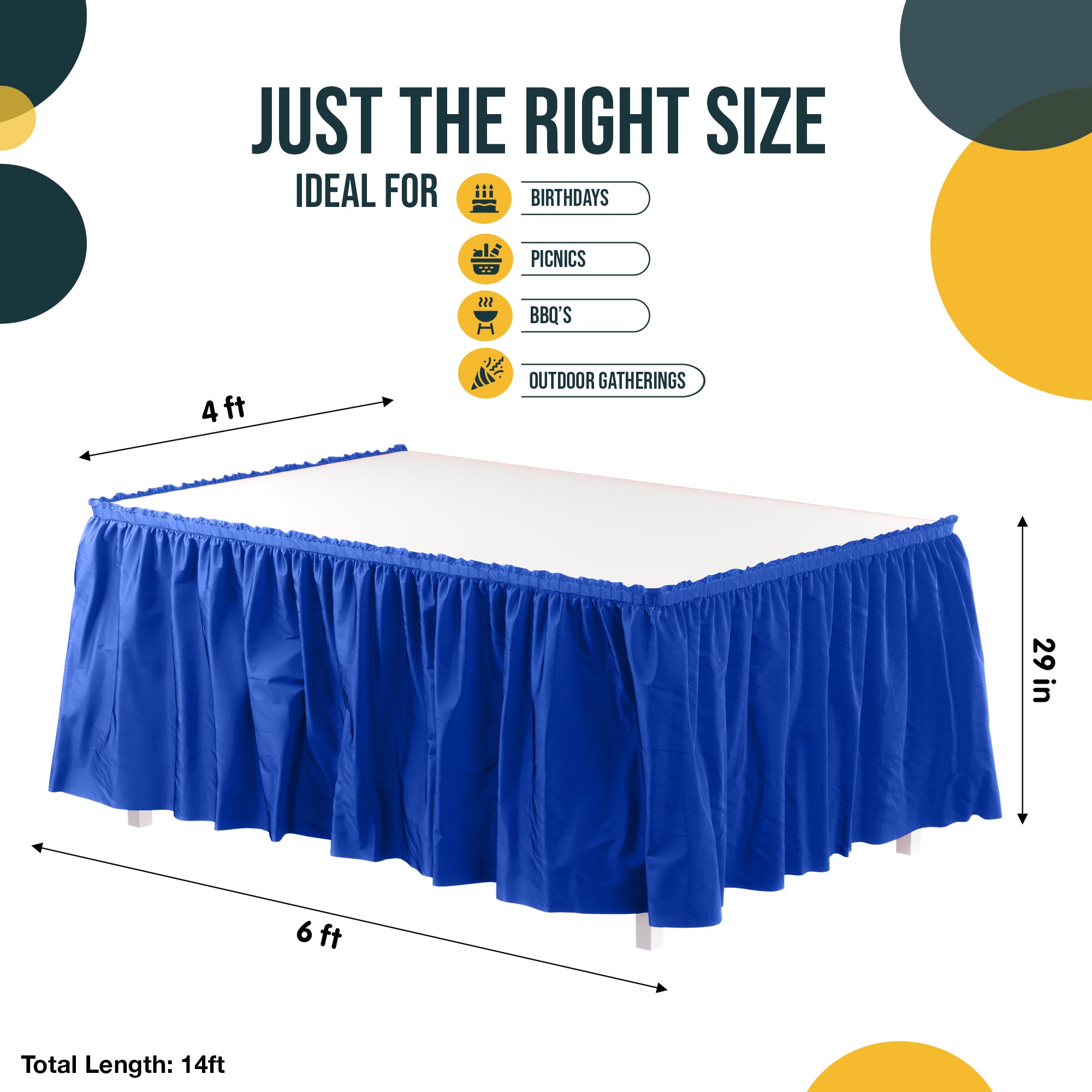 Dark Blue Plastic Table Skirt | 14 ft. x 29 in.