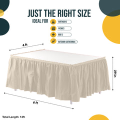 Ivory Plastic Table Skirt | 168 in. x 29 in. | Case of 48