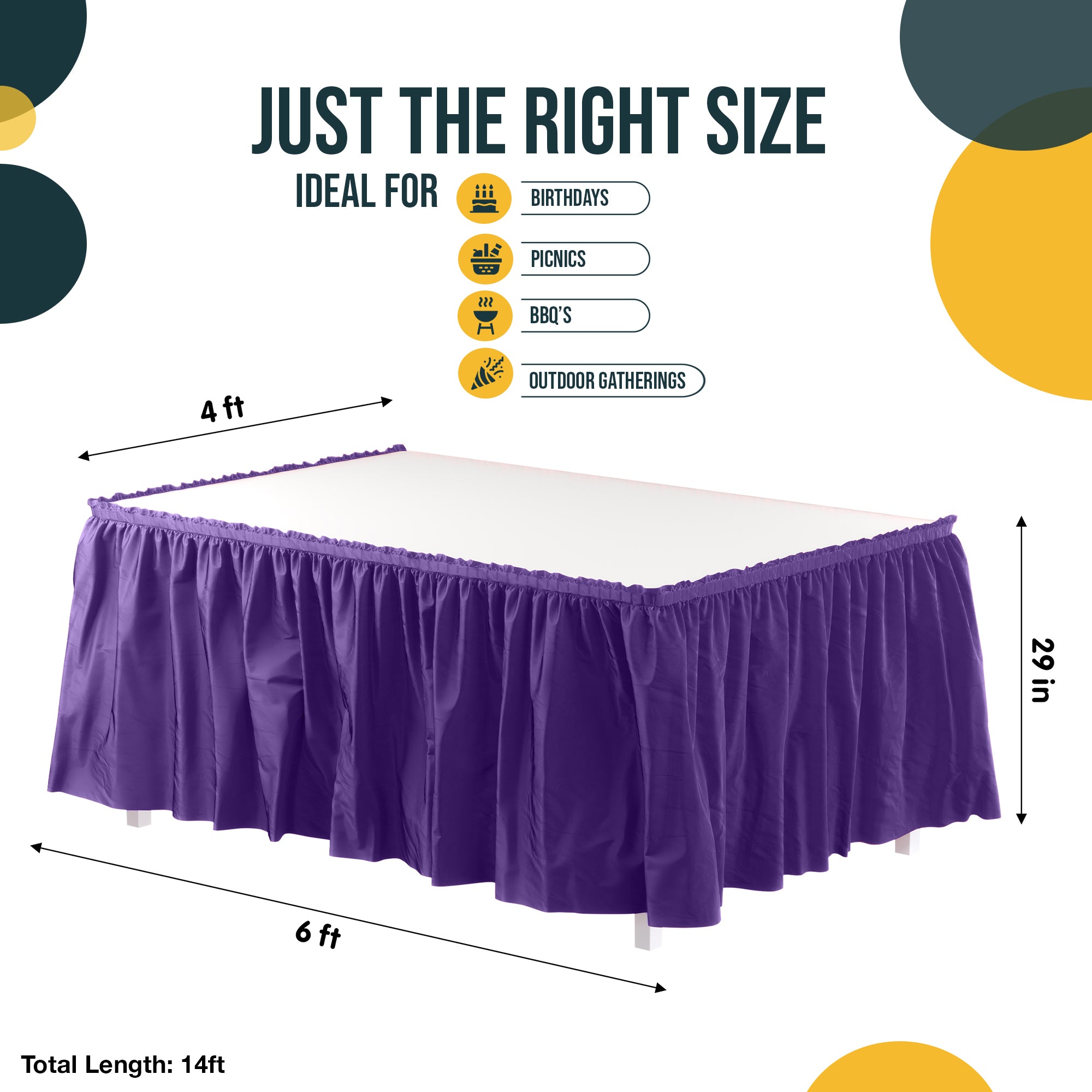 Purple Plastic Table Skirt | 14 ft. x 29 in.