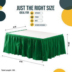 Emerald Green Plastic Table Skirt | 14 ft. x 29 in.