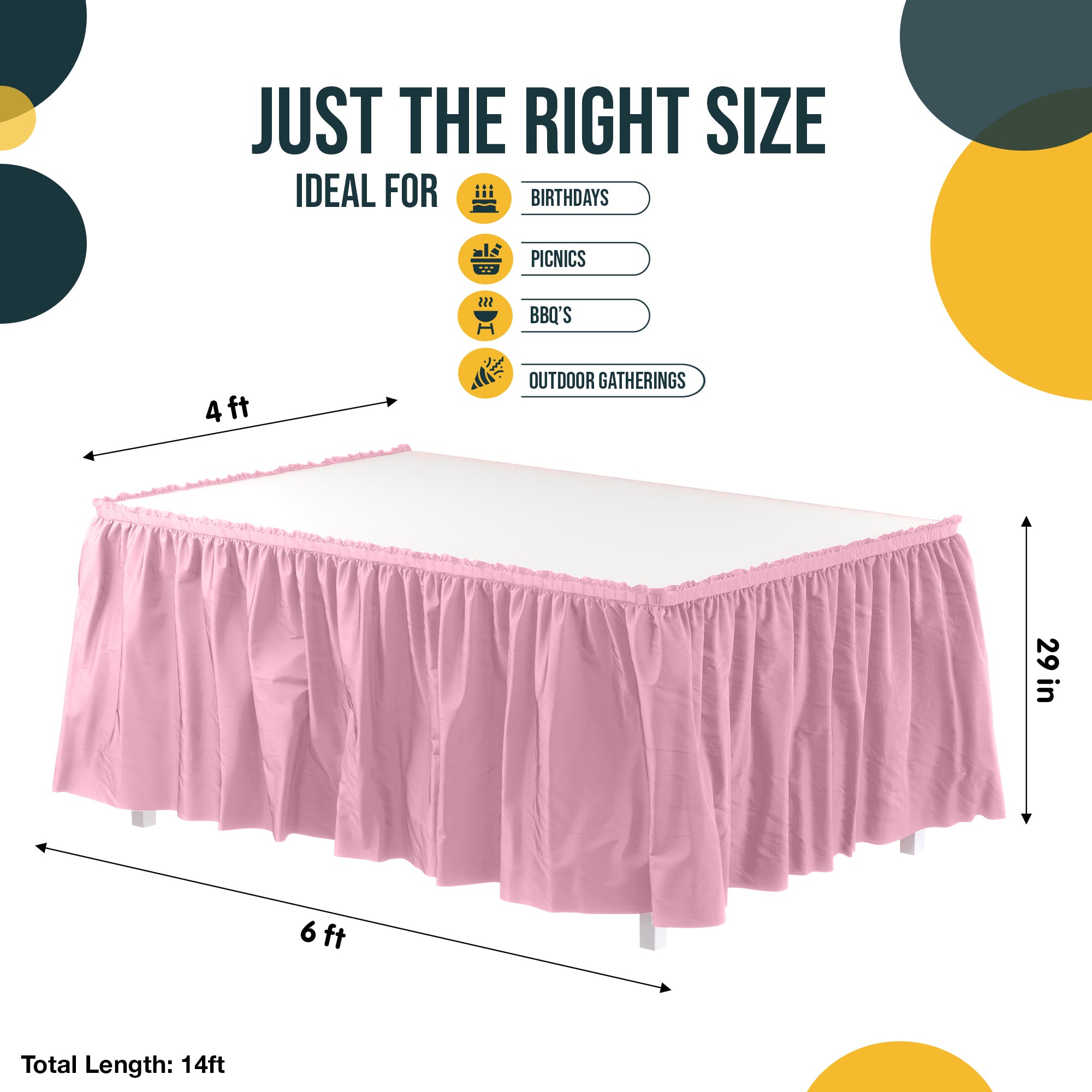 Pink Plastic Table Skirt | 168 in. x 29 in.