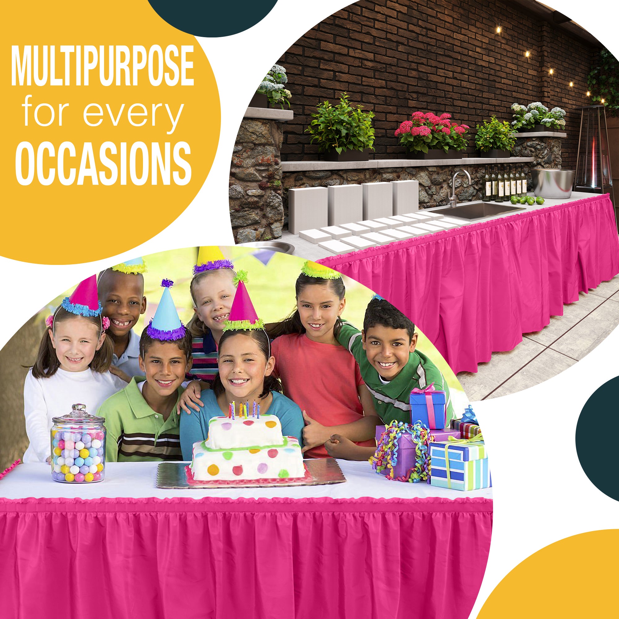 Cerise Plastic Table Skirt | 168 in. x 29 in. | Case of 48