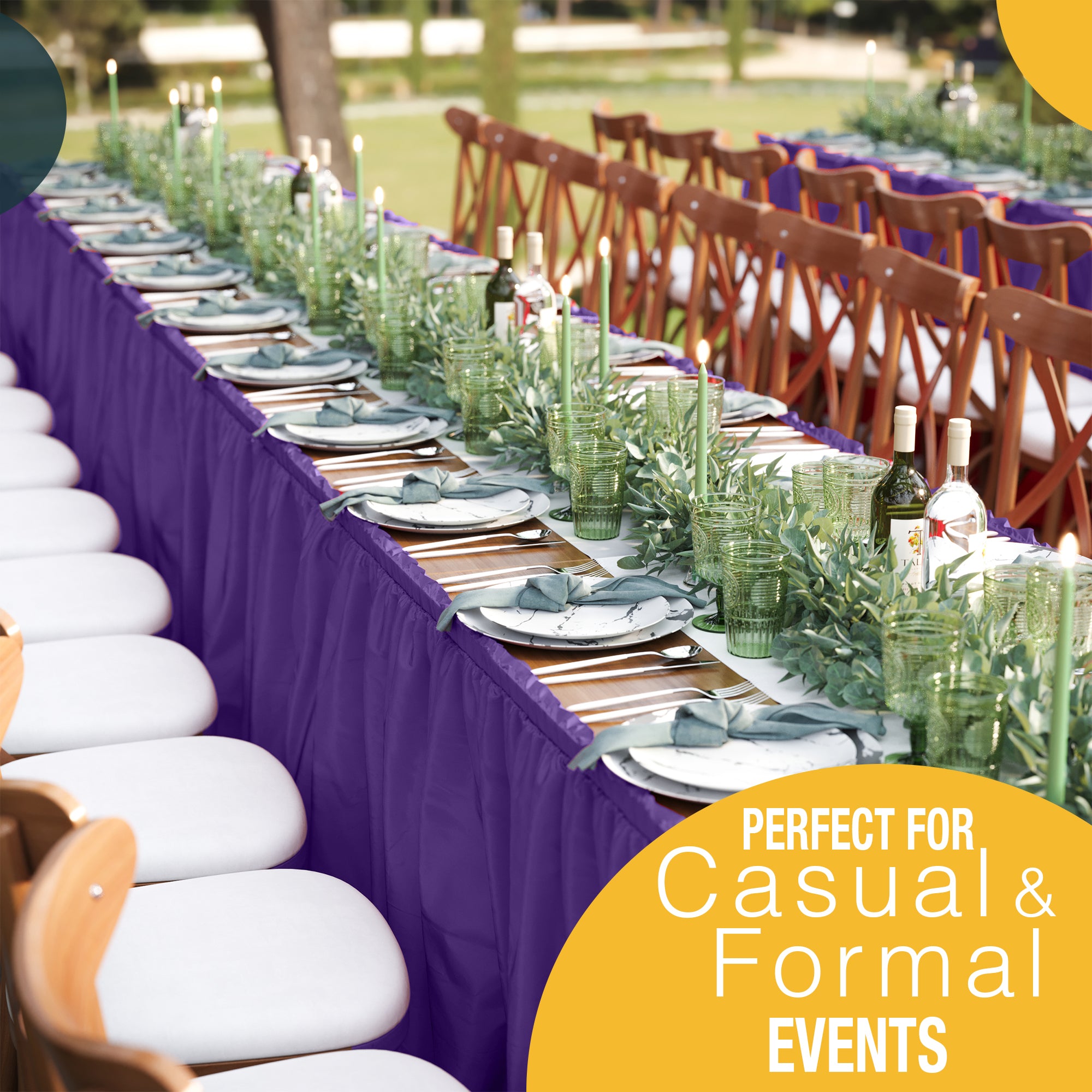 Purple Plastic Table Skirt | 14 ft. x 29 in.