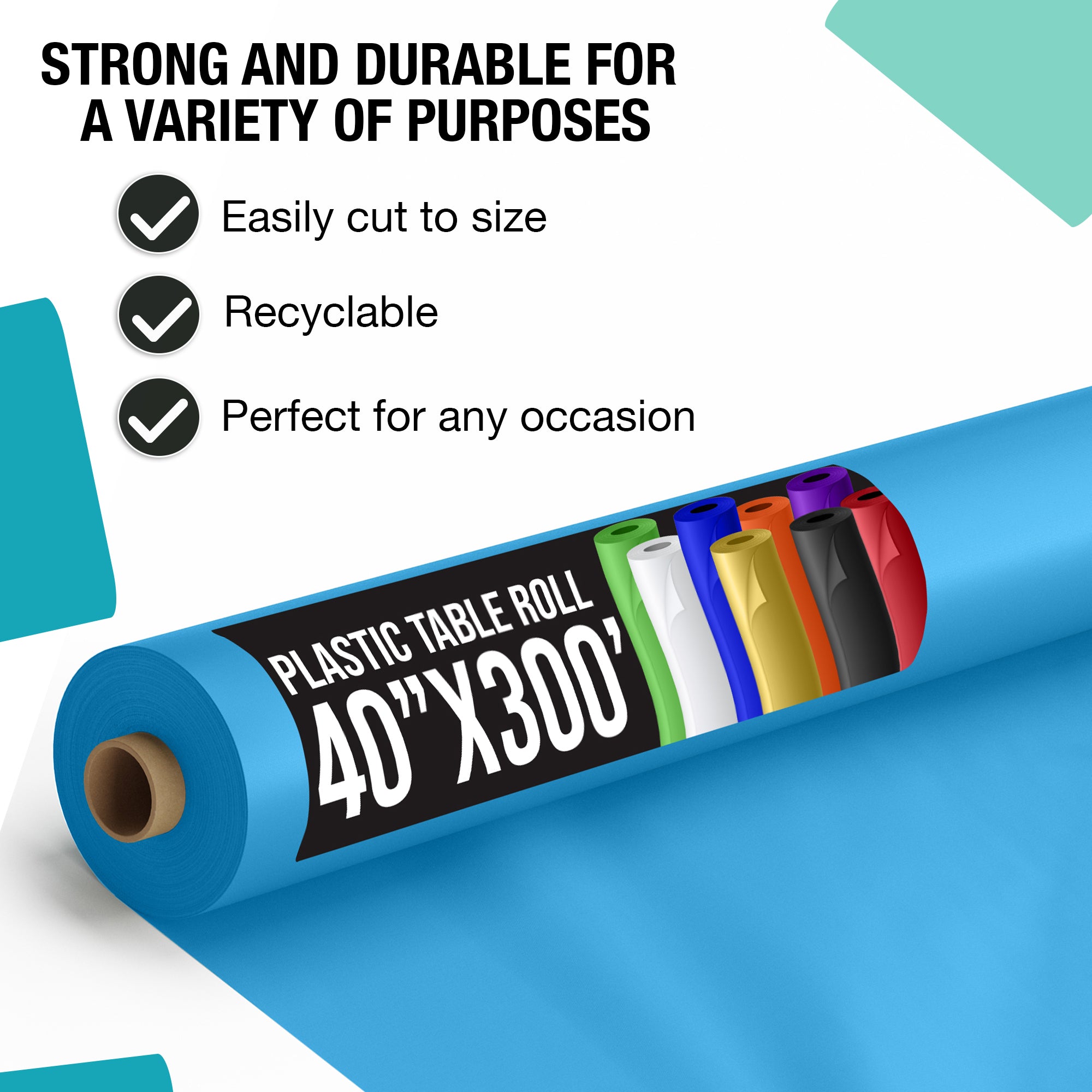 40 in. x 300 Ft. Premium Turquoise Table Roll