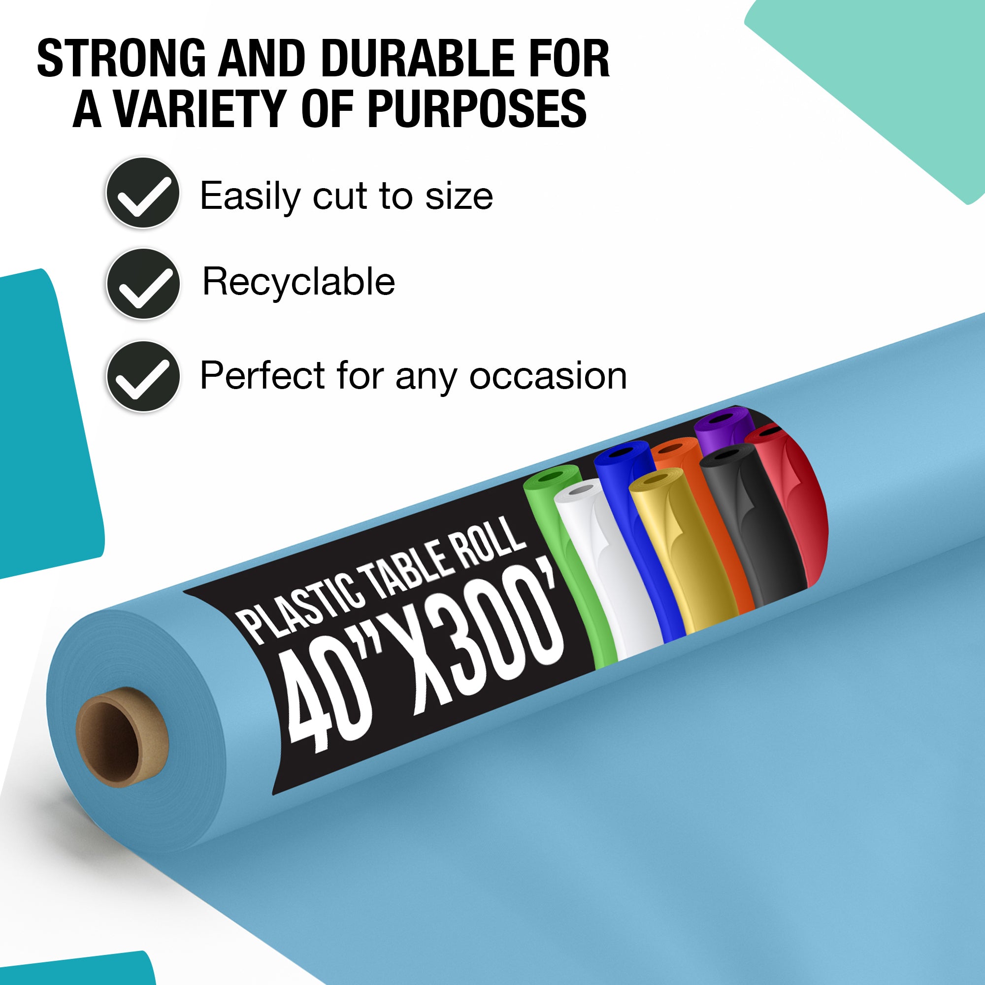 40 in. x 300 Ft. Premium Sky Blue Table Roll | Case of 4