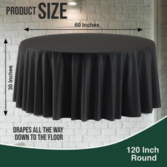 120 in. Premium Round Black Plastic Table Cover