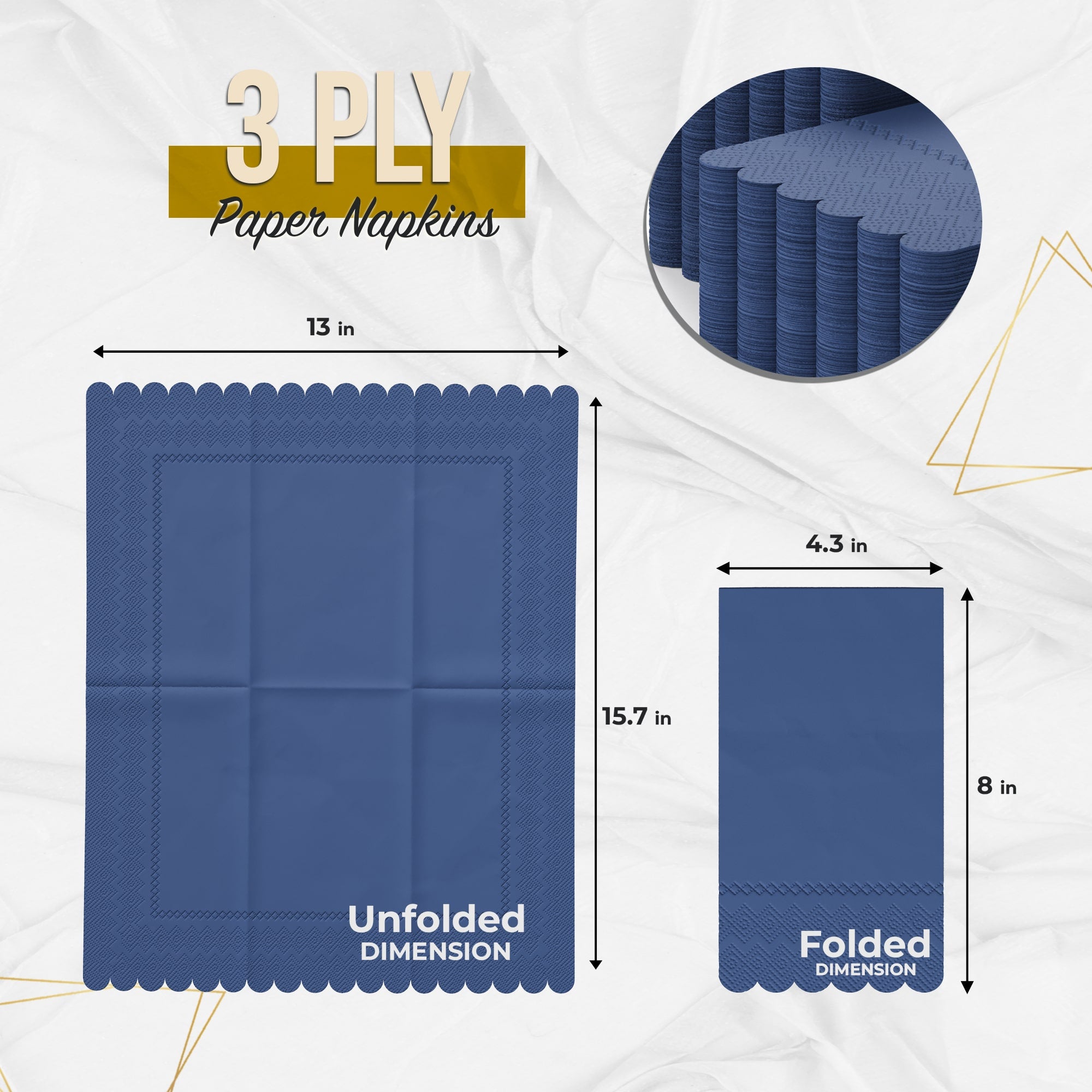 3 Ply China Blue Scalloped Napkins - 20 Ct.