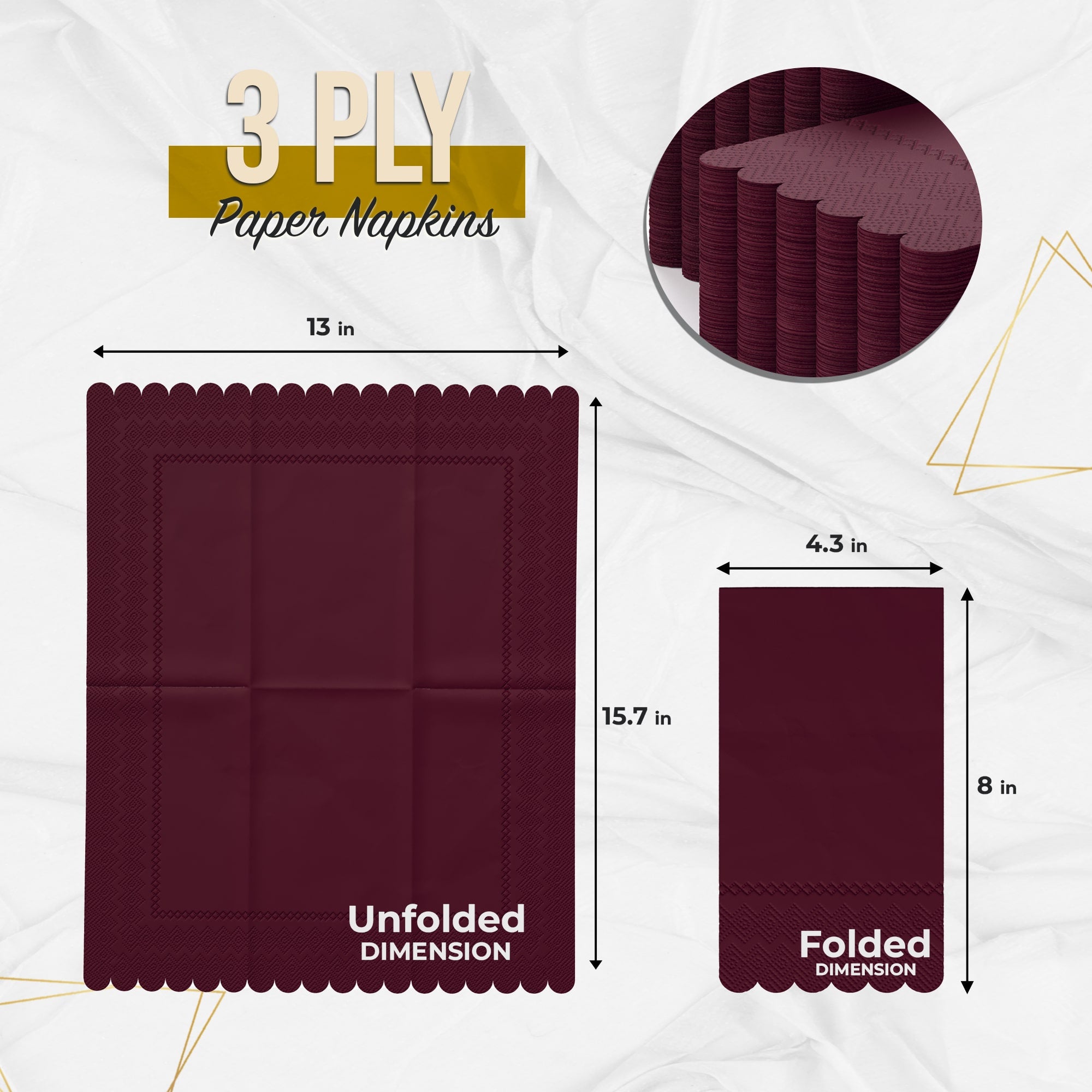 3 Ply Wine Berry Scalloped Napkins - 20 Ct.