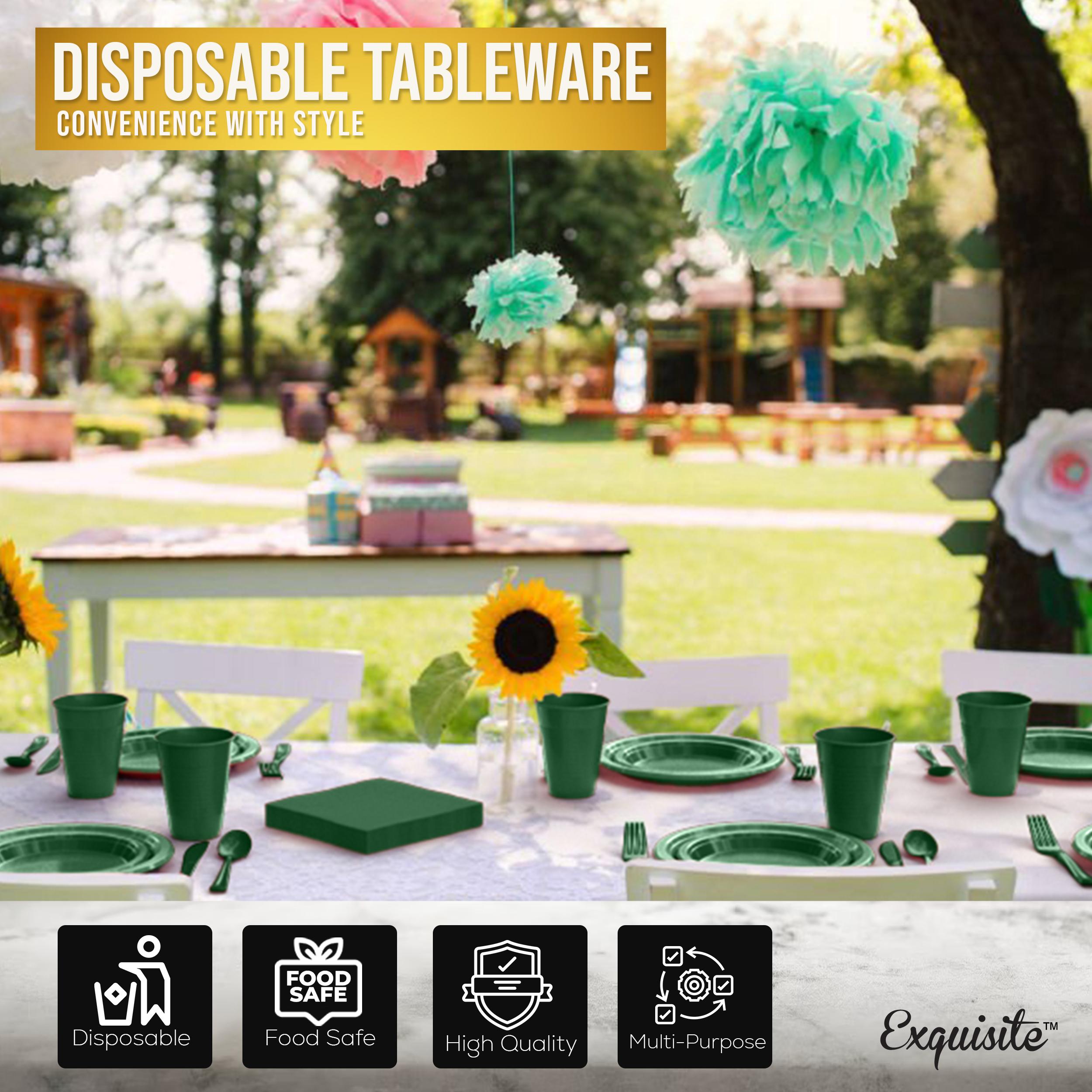 182 Pcs Emerald Green Plastic Dinnerware Set | Setting for 26