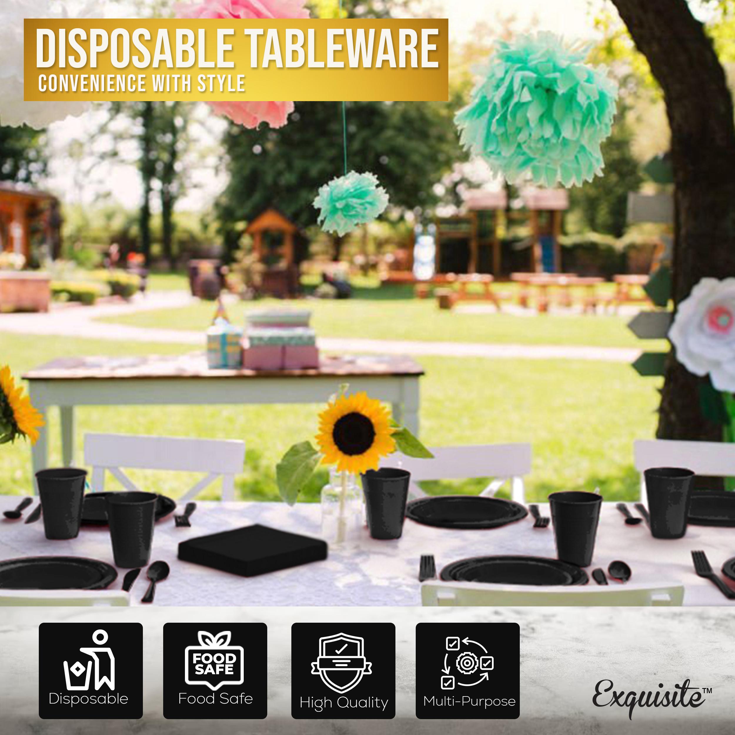 182 Pcs Black Plastic Dinnerware Set | Setting for 26