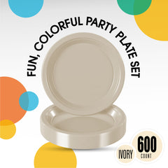 10 In. Ivory Plastic Plates | Case of 600