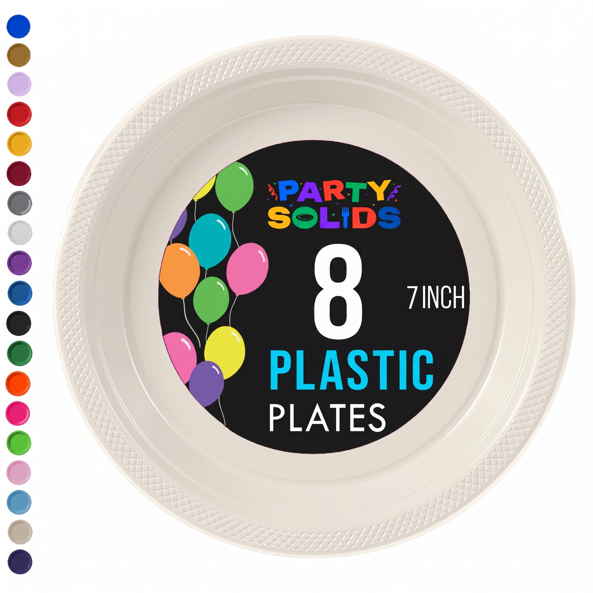 7 in. Ivory Plastic Plates 8 Count
