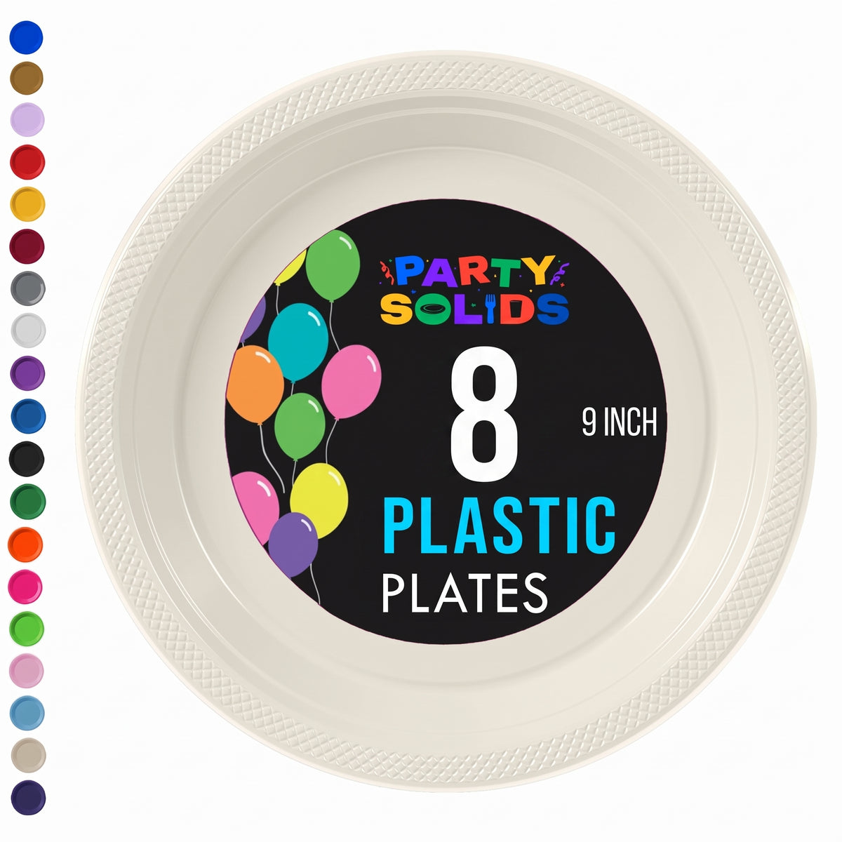 9 in. Ivory Plastic Plates | 8 Count
