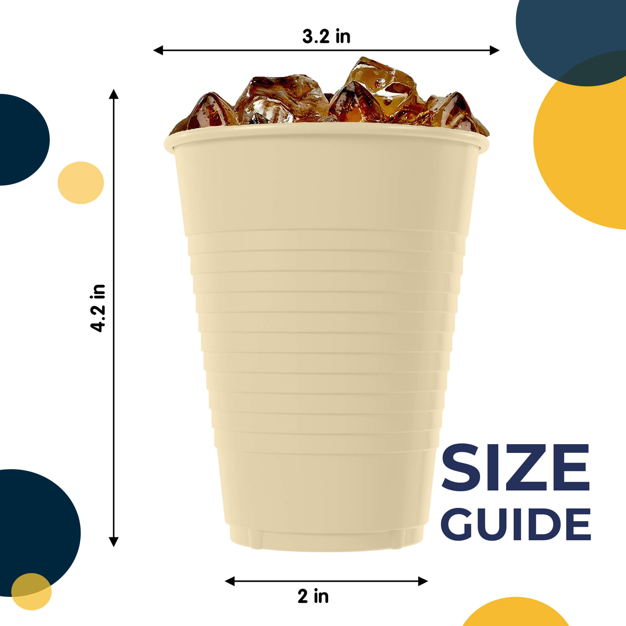 12 Oz. Ivory Plastic Cups | 100 Count