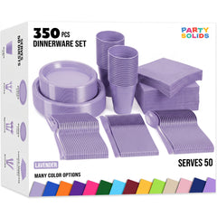 350 Pcs Lavender Plastic Disposable Tableware Set