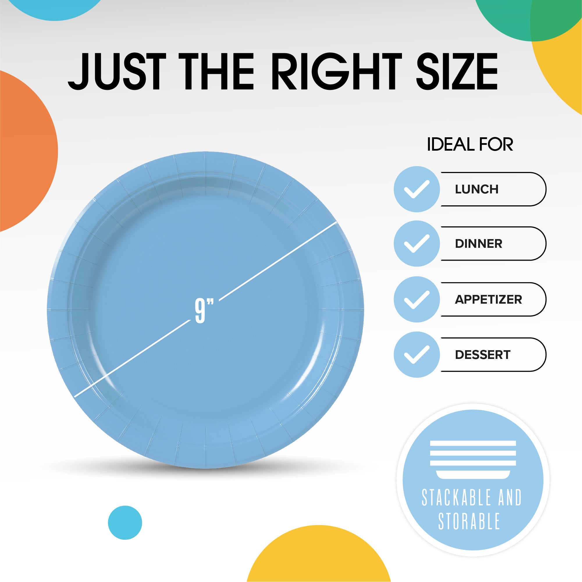 9 In. Light Blue Paper Plates - 20 Ct.