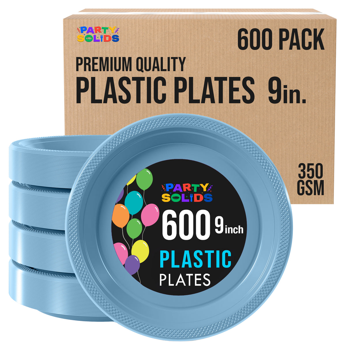9 in. Light Blue Plastic Plates | Case of 600