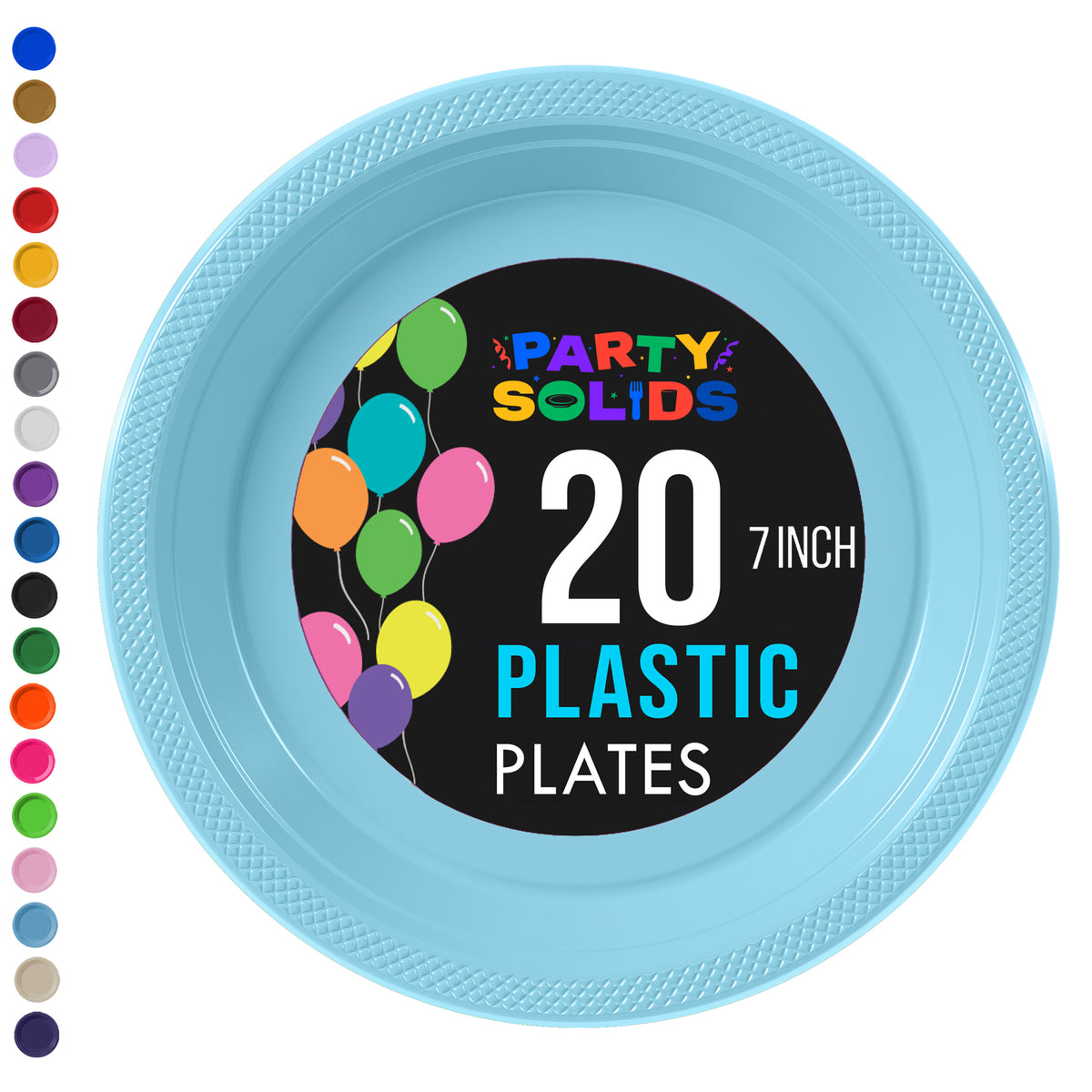 7 in. Light Blue Plastic Plates | 20 Ct.