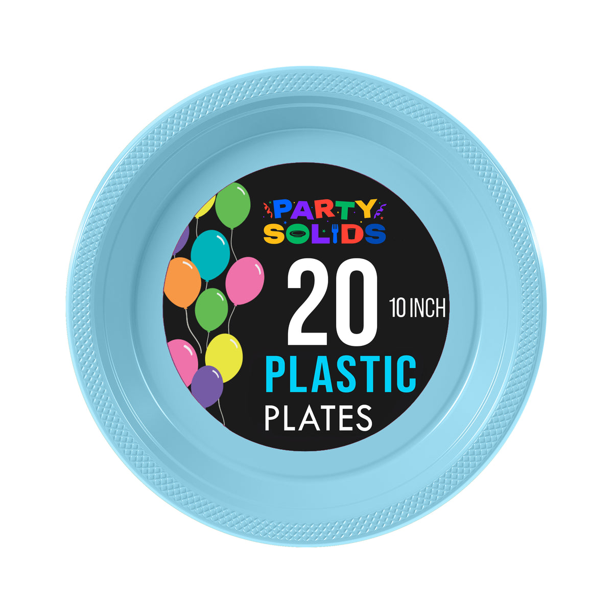 10 In. Light Blue Plastic Plates - 20 Ct.