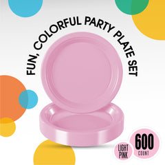 9 In. Pink Plastic Plates | Case of 600