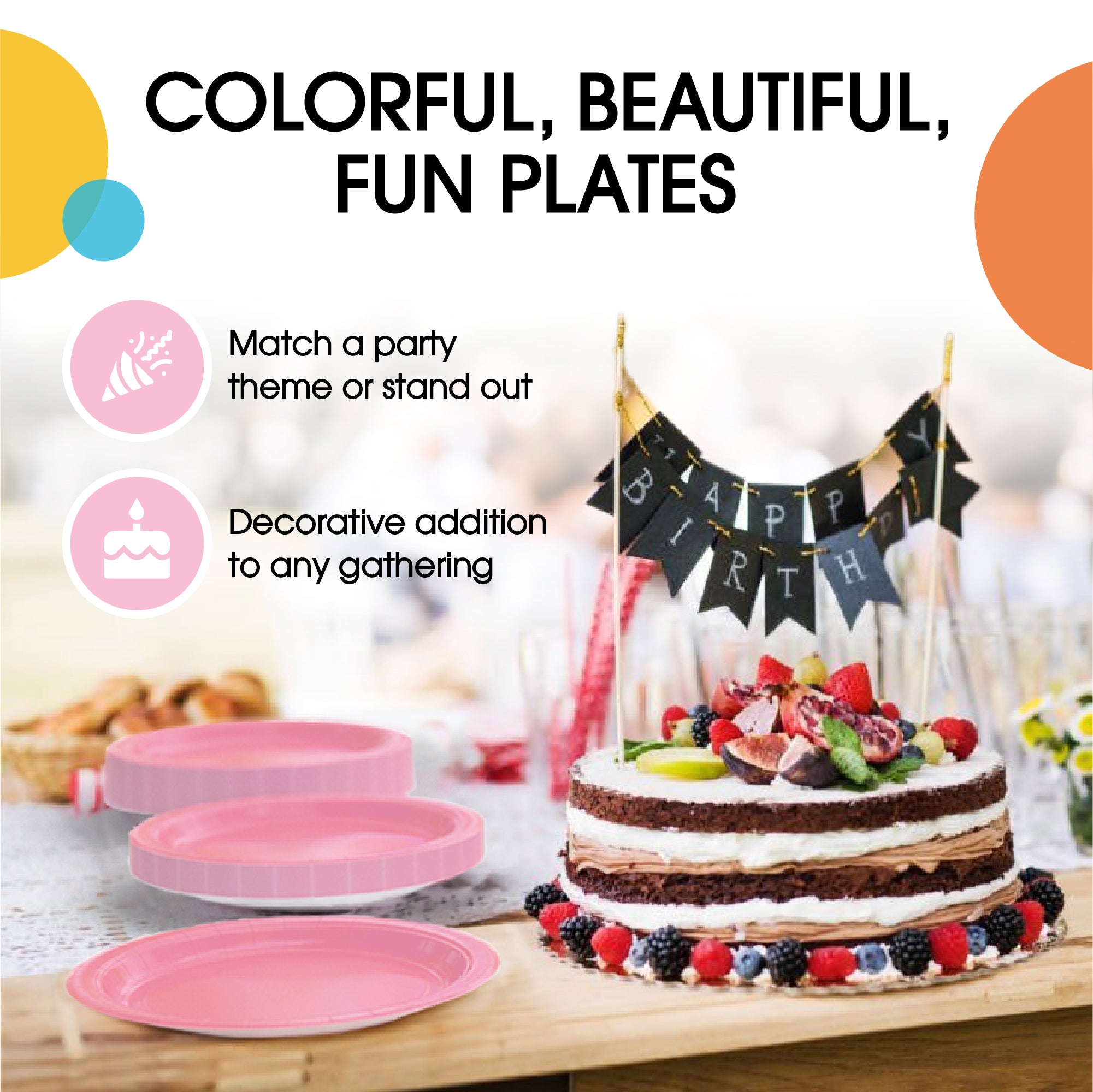 10 In. Pink Paper Plates - 20 Ct.