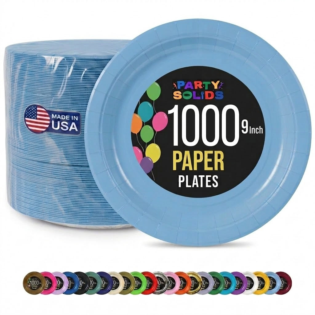 9 in. Light Blue Paper Plates | Case of 1000