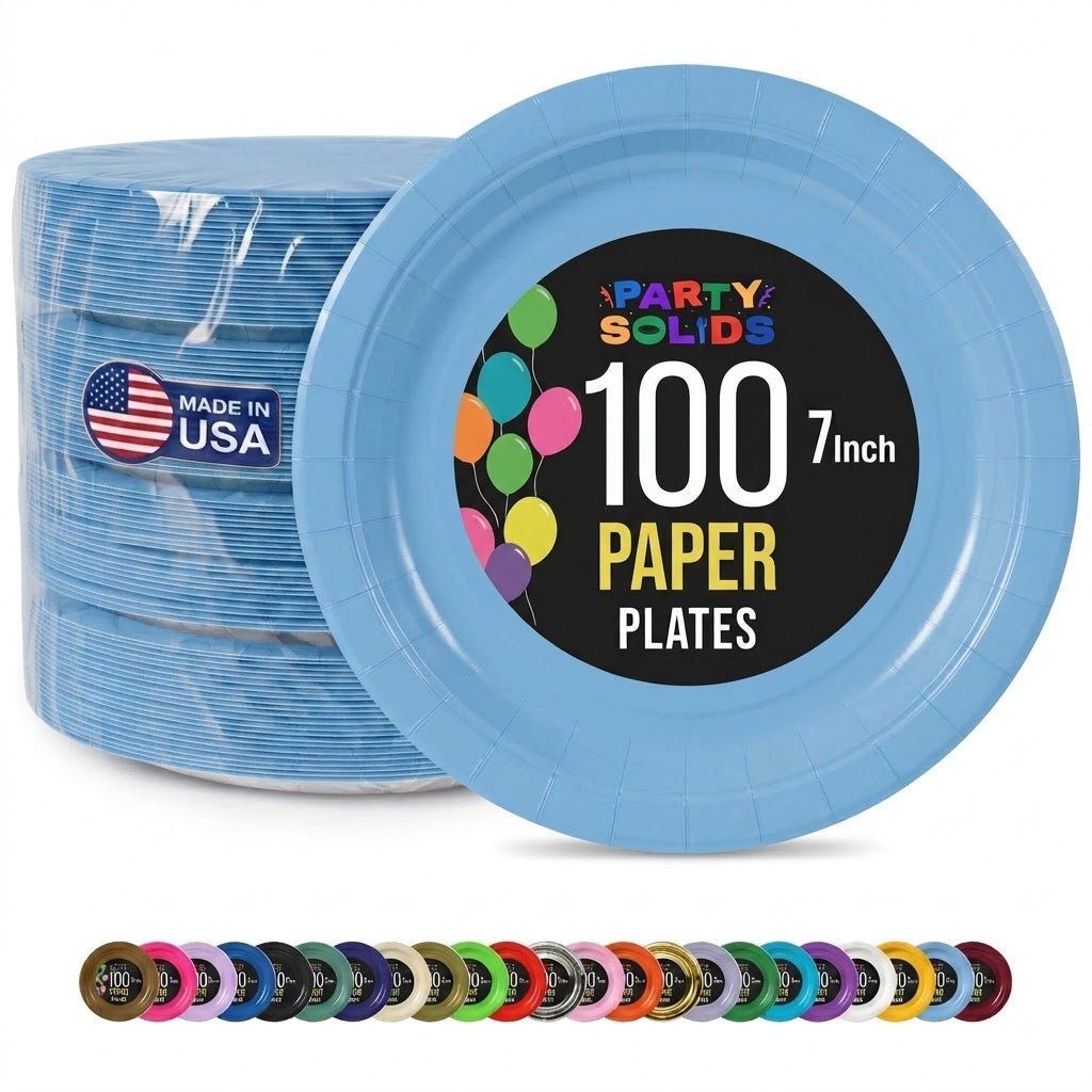 7 in. Light Blue Paper Plates | 100 Count