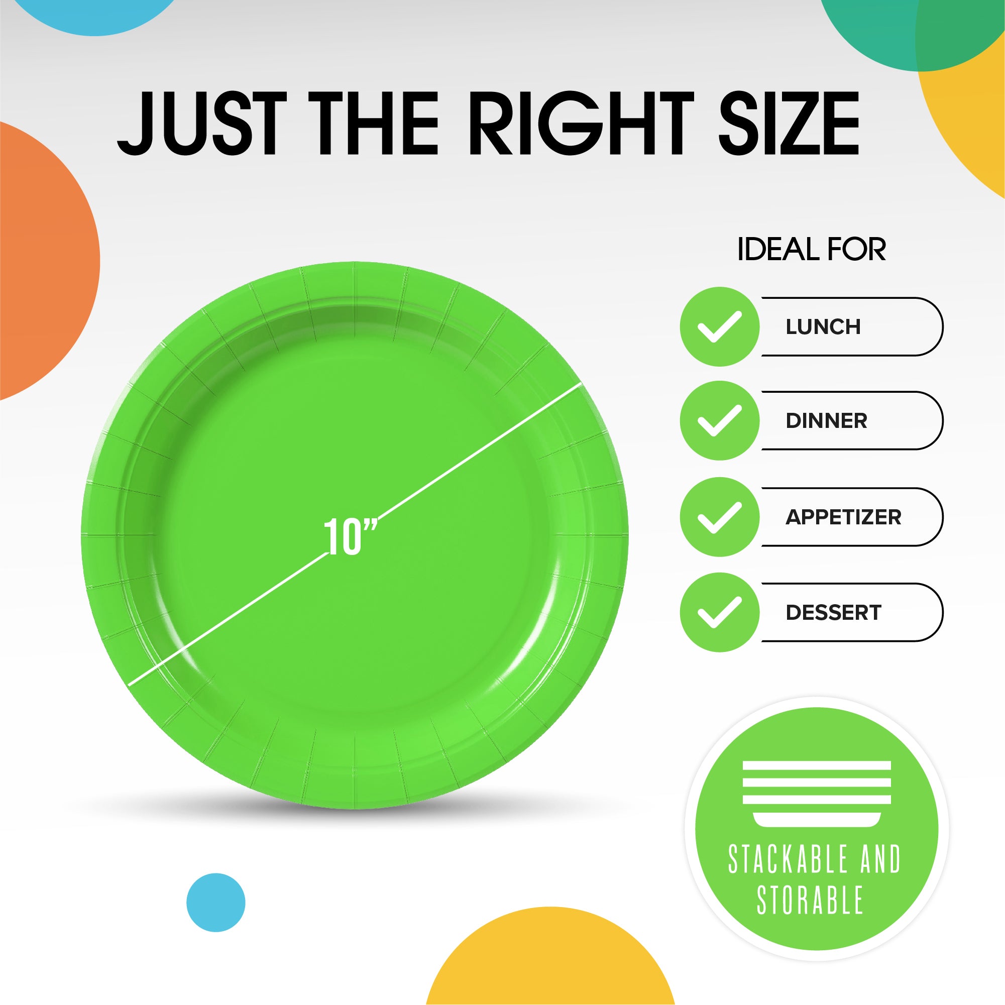 10 In. Lime Green Paper Plates - 20 Ct.